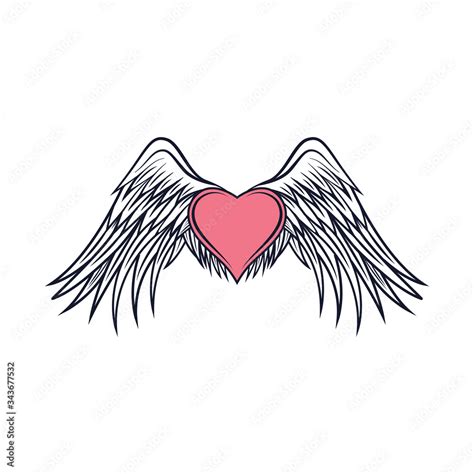 Vector illustration of a broken heart and wings Stock Vector | Adobe Stock