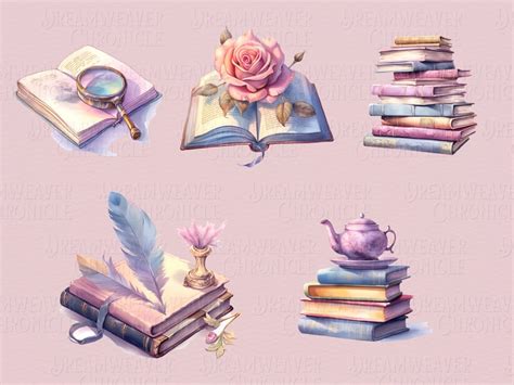 Watercolor Pastel Books PNG, Bookish Clipart, Books Stacks Clip Art ...