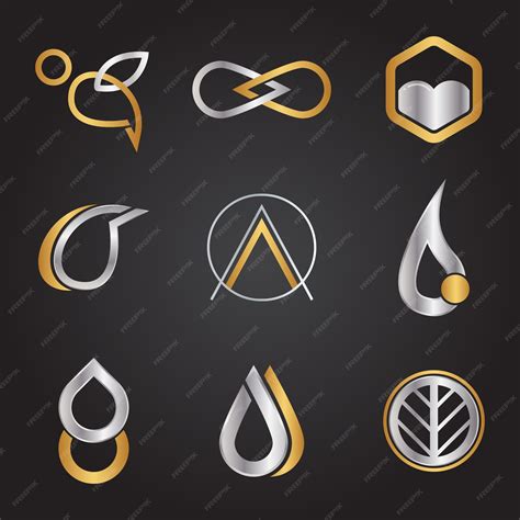 Premium Vector | Metallic logo type set