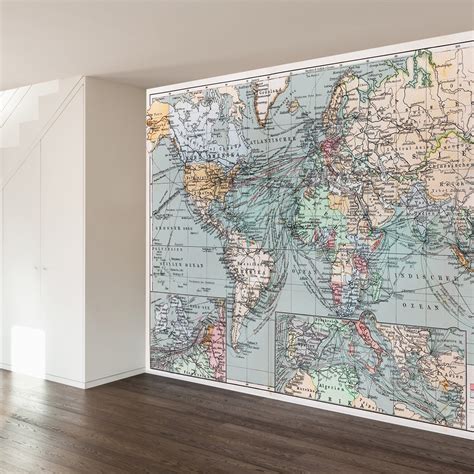 Vintage Map Mural Muralswallpaper Map Murals World Map Mural Images ...