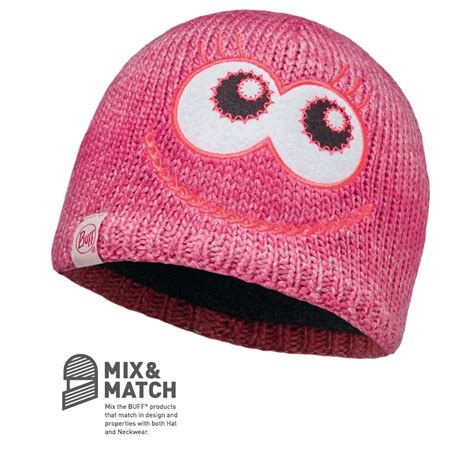 Buff Kids Monster Knitted & Polar Fleece Hat Merry Pink/Raspberry