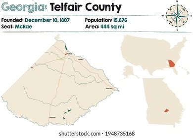 Large Detailed Map Telfair County Georgia Stock Vector (Royalty Free ...