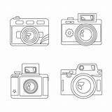 Premium Vector  Childrens coloring With Cameras Line camera sketch template