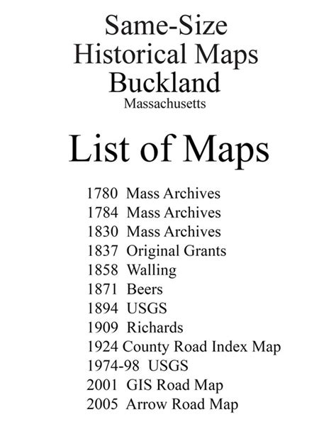 Set of 12 same size Historical Maps - Buckland MA Old Map - Old Maps Research Maps