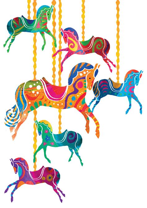 Carousel Horses Art Print by Louise Cunningham | King & McGaw