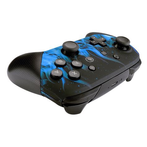 Nintendo Switch Pro Controller Black and Blue Flames Faceplate - Kustom ...