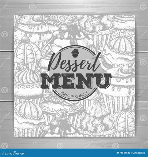 Vintage Dessert Menu Design Background. Sweet Cupcake Stock Vector - Illustration of vintage ...