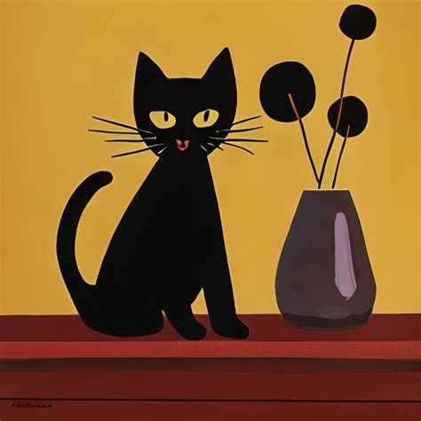 Black Cat And Vase Contemporary Art Free Stock Photo - Public Domain Pictures
