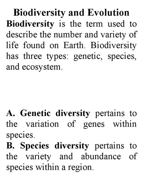 Biodiversity and Evolution | PDF | Biodiversity | Genetic Diversity