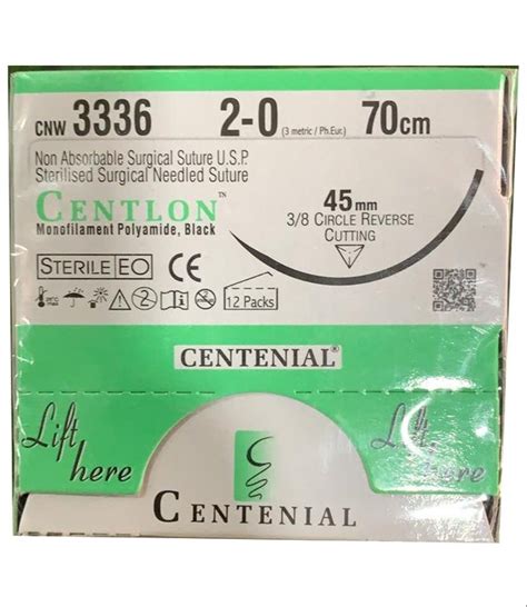 Nylon Absorbable Centlon CNW3336 Surgical Suture, Packaging Type: Box ...