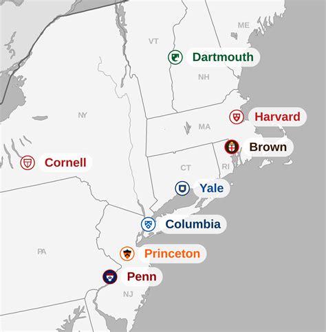 Map Of Ivy League University Locations - Brilliant Maps