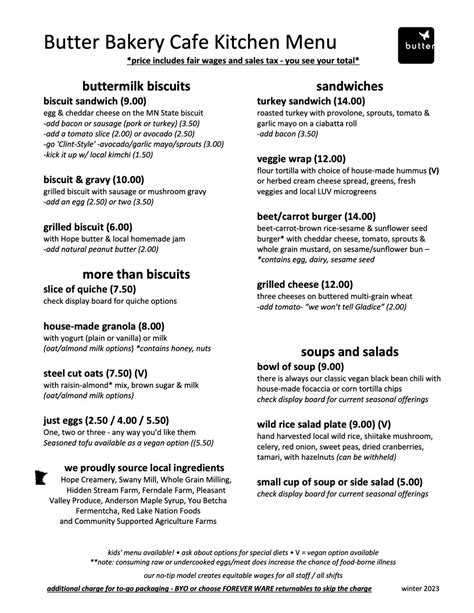 Our Menus — Butter Bakery Cafe