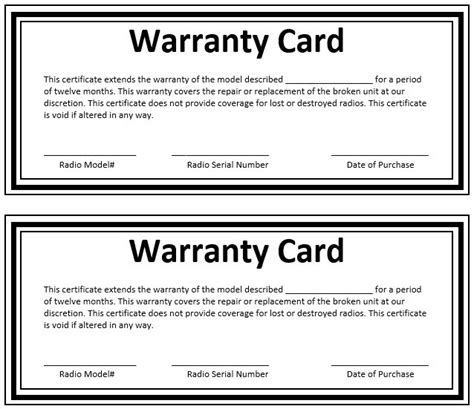 Warranty Template - Business Mentor