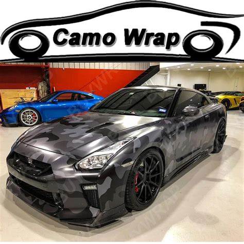 ORINO Large Grey Black Camouflage Vinyl Car Wrap Film Camo Car Sticker Truck Vehicle Wraps Air ...