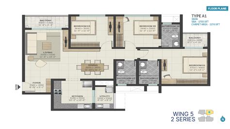 Floor Plan | Sobha Town Park | 3 BHK Apartments