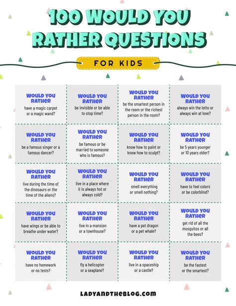 Would You Rather Questions For Kids Printable