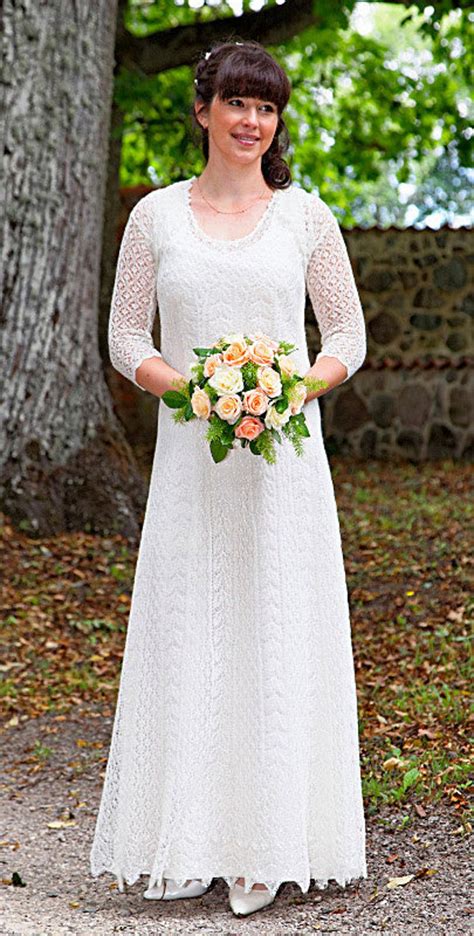 Hand Knitted Festive/ Wedding Dress Fine Natural White Wool - Etsy