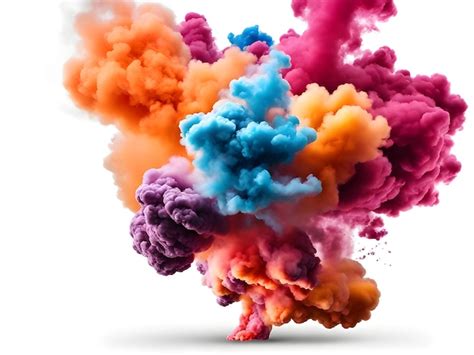 Premium AI Image | A colorful smoke explosion isolated on white background