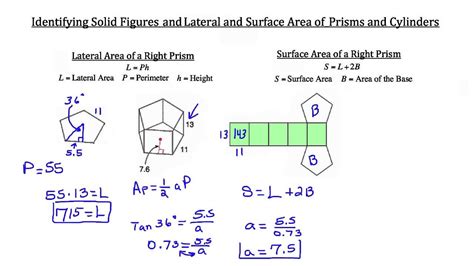 Solid Figures, Lateral and Surface Area of Prisms and Cylinders 2 - YouTube