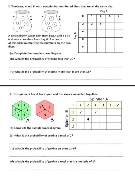 Sample Space Worksheet