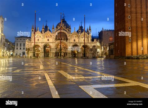 Piazza San Marco square at night Stock Photo - Alamy