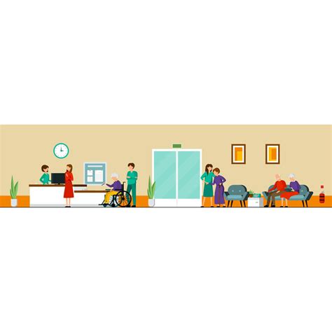 Nursing Home Characters Composition 3 Vector Illustration Concept