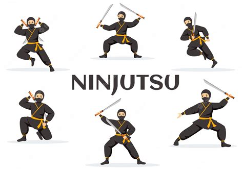 Premium Vector | Ninjutsu vector illustration with character ninja ...