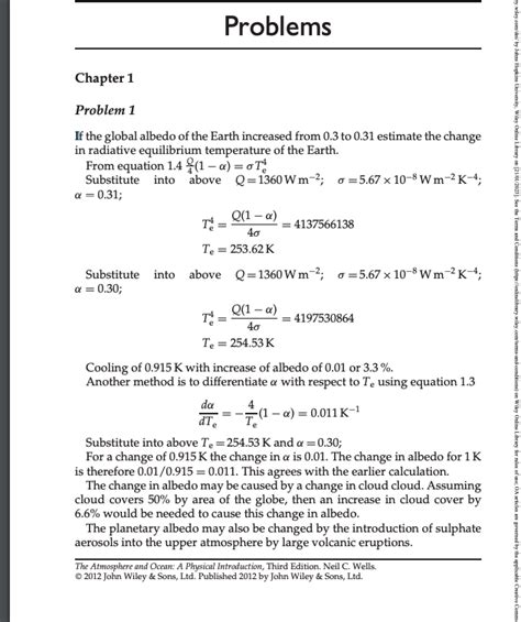 Solved If the global albedo of the Earth increased from 0.3 | Chegg.com