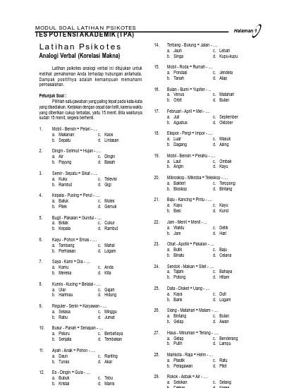 Detail Soal Psikotes Gambar Soal Psikotes Analogi Koleksi Nomer 15