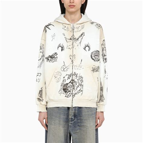 Balenciaga Tat white/black fleece sweatshirt | TheDoubleF