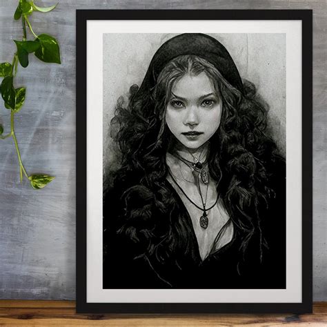 Witch Art Print Black and White Drawing Witchcraft Decor - Etsy