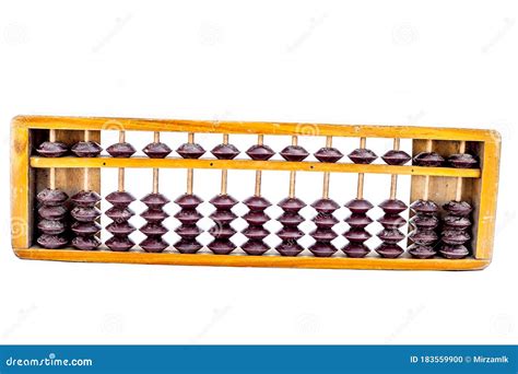 Close Up of Wooden Abacus or Counting Frame with Brown Colored Beats in it.Isolated on White ...