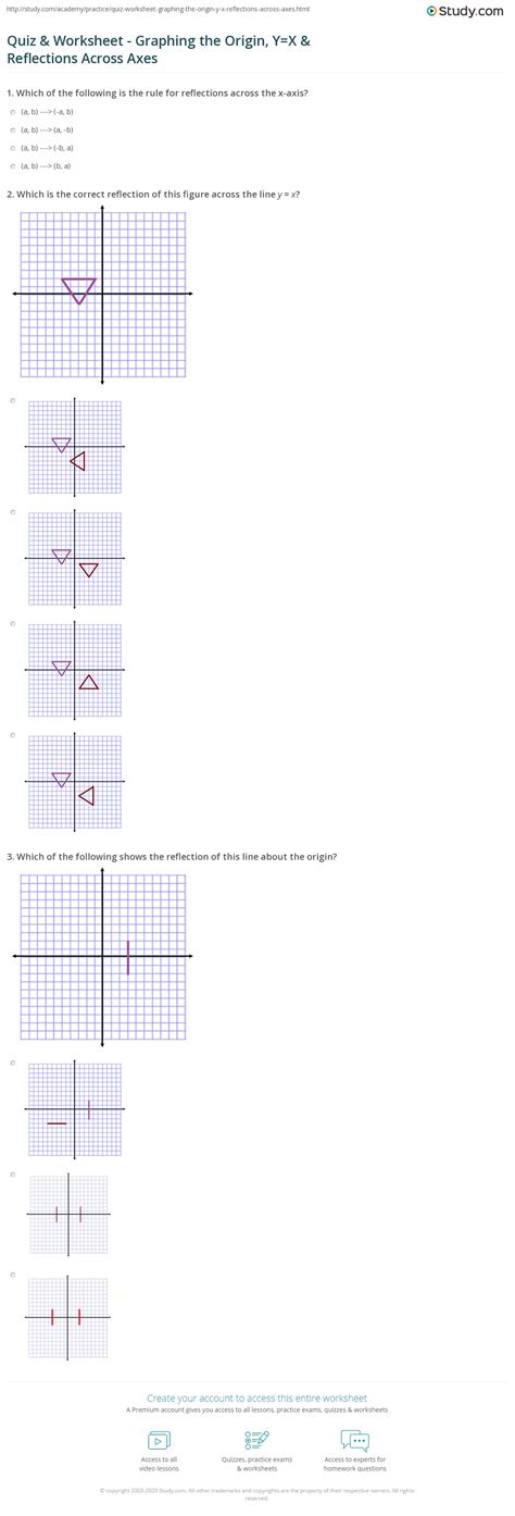 無料ダウンロード reflection over x and y axis worksheet 241099-Reflecting ...