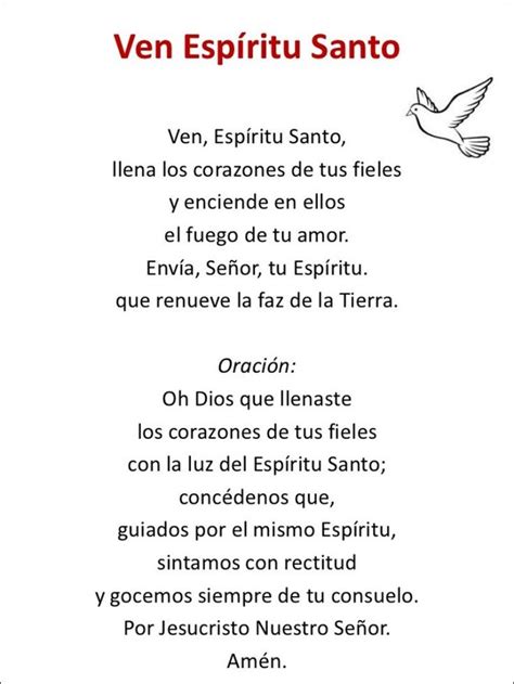 Oraciones al Espíritu Santo poderosas Oraciona | Oraciones, Oración al ...