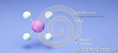 Ammonium, Molecular Structures, Charged Polyatomic Ion, 3d Model, Structural Chemical Formula ...