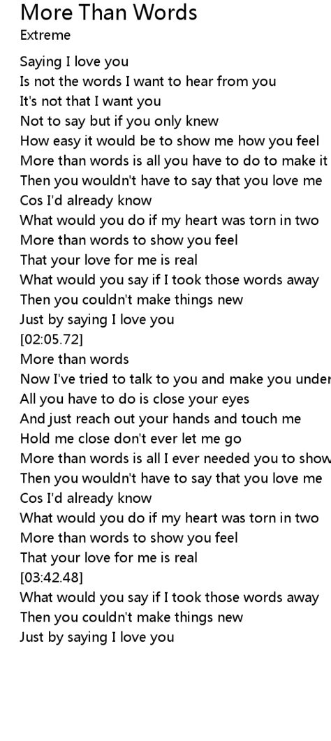 More Than Words Lyrics - Follow Lyrics