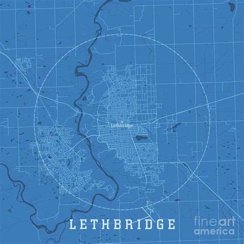 Lethbridge Alberta City Vector Road Map Blue Text Digital Art by Frank Ramspott | Pixels