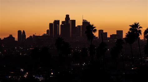 (4K+) Downtown Los Angeles Skyline with Palm Trees at Sunset - Emeric's ...