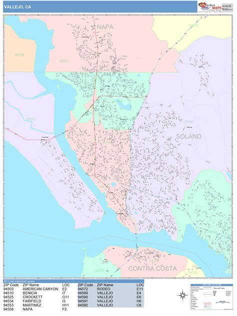 Vallejo California Wall Map (Color Cast Style) by MarketMAPS - MapSales.com