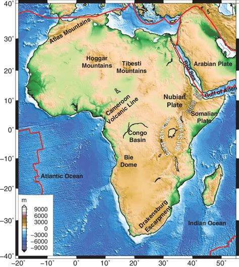 map of africa showing major physical features - Google Search | Africa map, Africa, Indian ocean