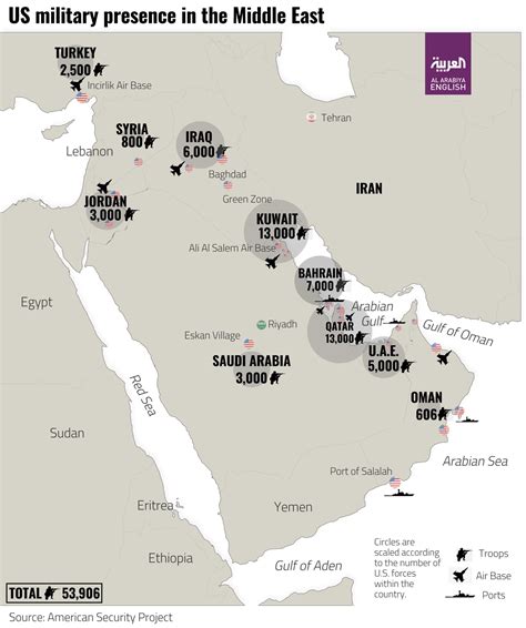 A map of US military presence in the Middle East : r/Maps