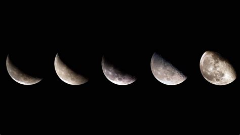 Download Moon Phases Lined Up In Black Background Wallpaper | Wallpapers.com