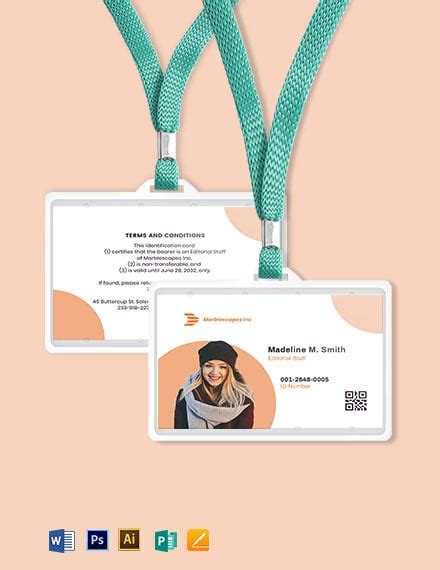 Horizontal ID Card Template - Download in Word, Illustrator, PSD, Apple Pages | Template.net