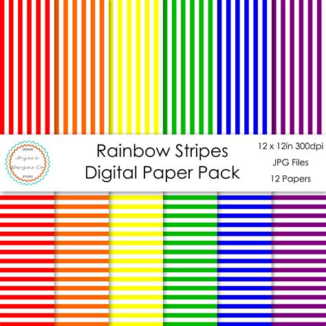 Rainbow Stripes Digital Paper Pack