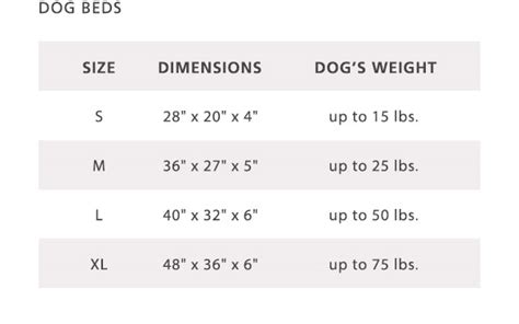 Dog Bed Size Chart | Pendleton