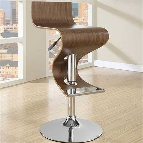 Simple Relax Adjustable Bar Stool, Walnut and Chrome - Walmart.com ...