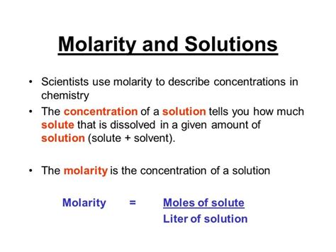 Solved Molarity and Solutions . Scientists use molarity to | Chegg.com