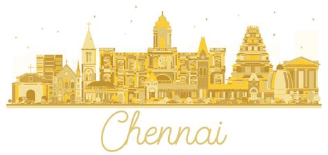 Chennai India City skyline golden silhouette. 15333115 Vector Art at ...