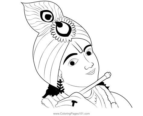 Beautiful Krishna Coloring Page for Kids - Free Krishna Janmashtami Printable Coloring Pages ...