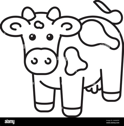 Cute Holstein Cow outline icon. Cattle, dairy and agriculture vector ...